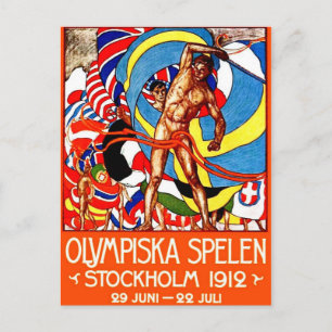 1912 Sommer-Olympia (Vintages Sportplakat) ~ Postkarte