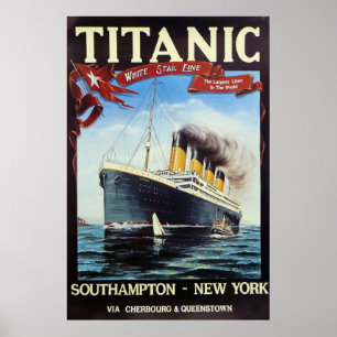 1912 Titanic White Star Line Vintag Poster