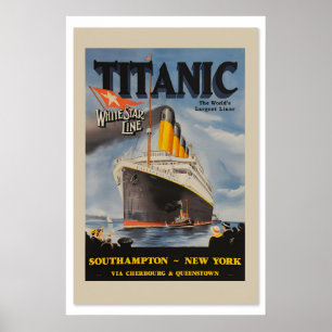 1912 Titanic White Star Line Vintage Reisestil Poster