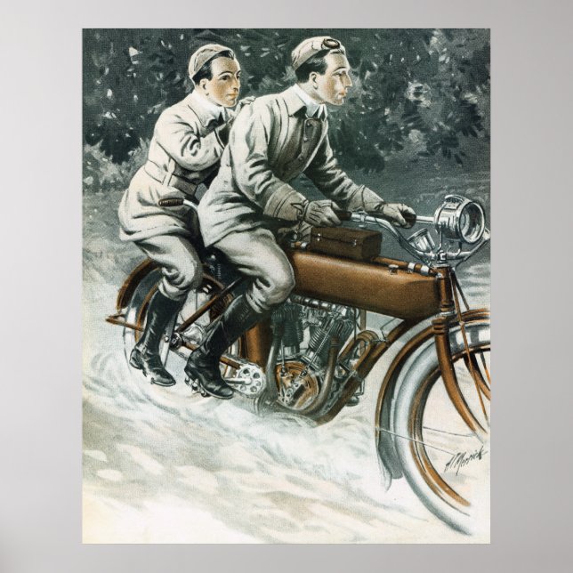 1912 Vintages Motorrad-Illustrations-Poster Poster (Vorne)