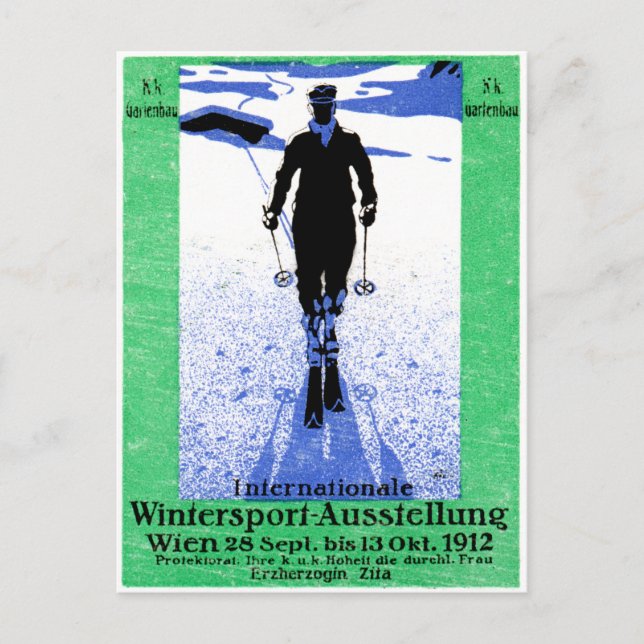 1912 Wiener Wintersportposter Postkarte (Vorderseite)