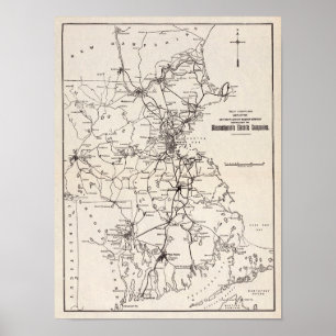 1913 Bay State Street Railway Karte Vintage Poster