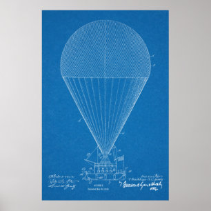 1913 Boat Airship Flugzeug Patent Art Zeichnend Poster