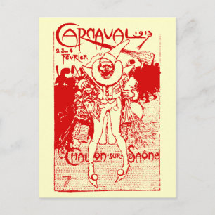 1913 Französisches Karneval-Plakat, rot Postkarte