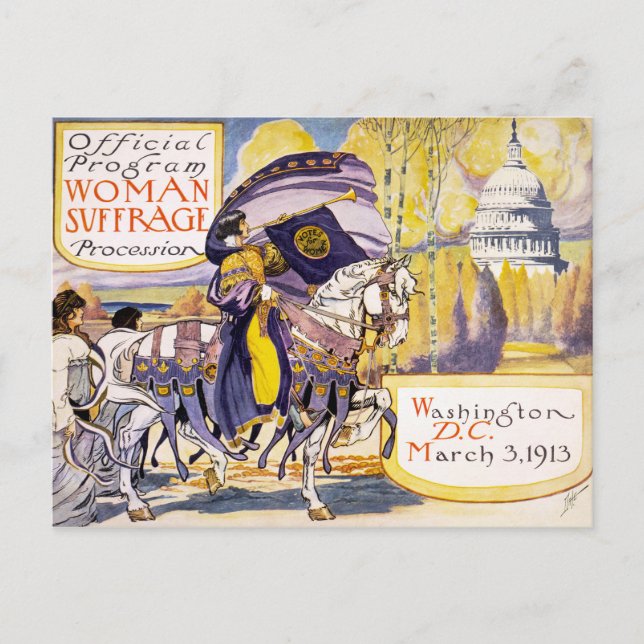 1913 Frauenrechte März Washington DC Postkarte (Vorderseite)