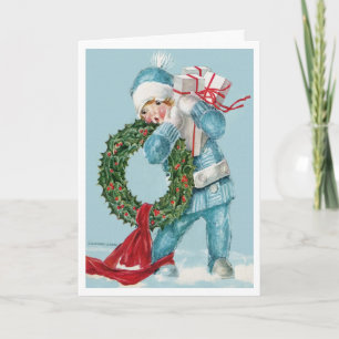 1913!! "LITTLE BOY BLUE" SCHNEESCHRISTMAS GREETMAS FEIERTAGSKARTE