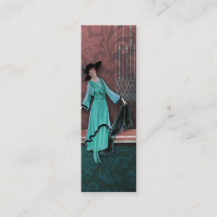 1913 Luxe: Vintage Mode in Aqua und Rose Mini Visitenkarte