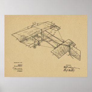 1913 Vintage Flugzeug Patent Kunst Zeichnung Druck Poster