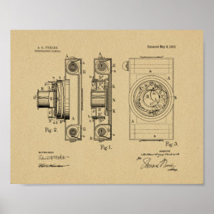 1913 Vintage Kamera Patent Kunst Zeichnung Druck Poster