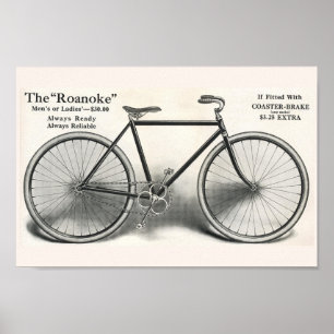 1913 Vintages Roanoke Bicycle Ad Art Poster