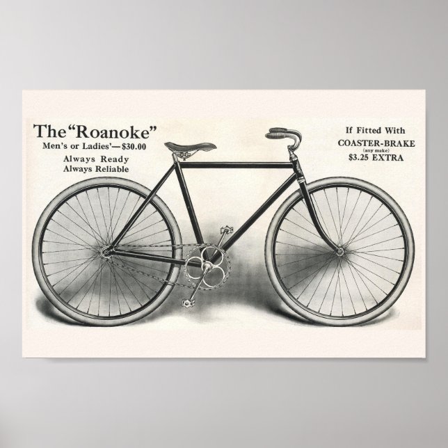 1913 Vintages Roanoke Bicycle Ad Art Poster (Vorne)