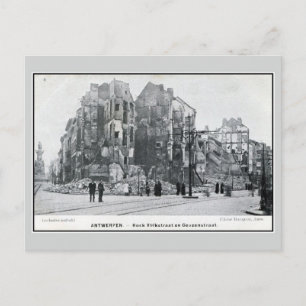 1914 Bombenangriff auf Volkstraat in Antwerpen Postkarte