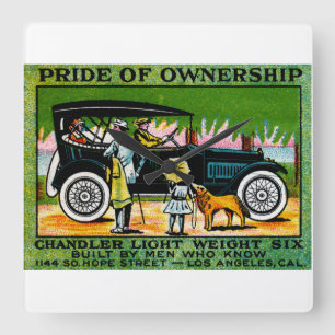1914 Chandler Automobil Poster Quadratische Wanduhr