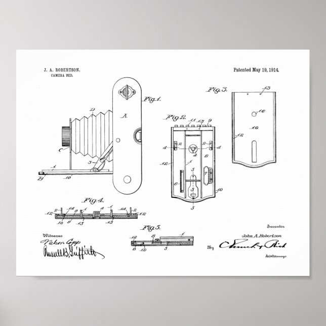 1914 Faltkamera Patent Art Zeichnend Druck Poster (Vorne)