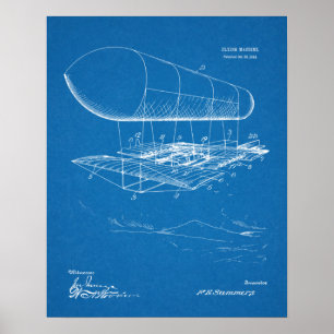 1914 Flying Machine Patent Art Zeichnend Print Poster