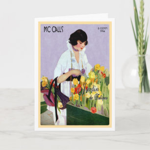 1914!! "FRANZÖSISCHER TULIP GARDEN" VINTAG GREETIN KARTE