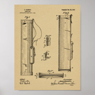 1914 Golf Caddy Club Bag Design Patent Art Print Poster