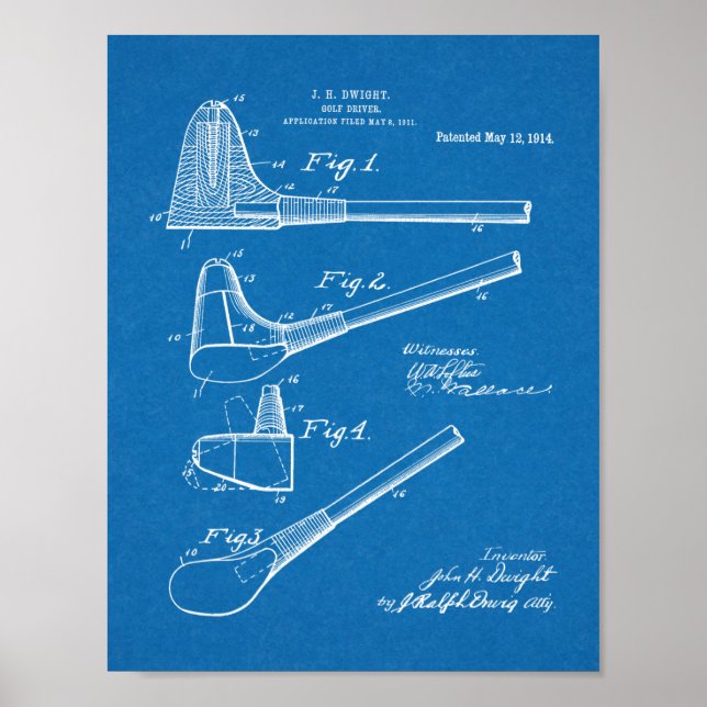 1914 Golf Club Driver Design Patent Art Print Poster (Vorne)