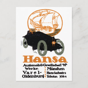 1914 Hansa Automobil Postkarte