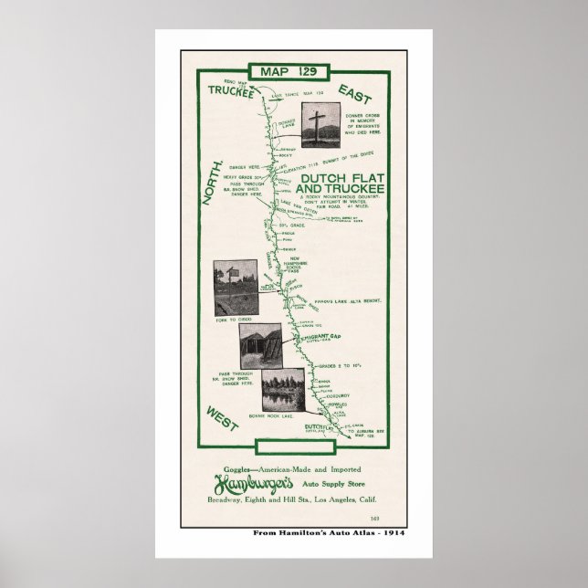 1914 Karte, Niederländisch Flat to Truckee - Poste Poster (Vorne)