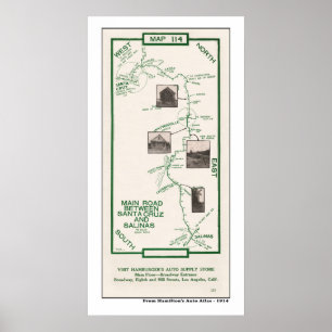 1914 Karte, Santa Cruz zu den Salinen Poster