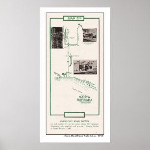 1914 Karte, Stadt von Santa Barbara Poster