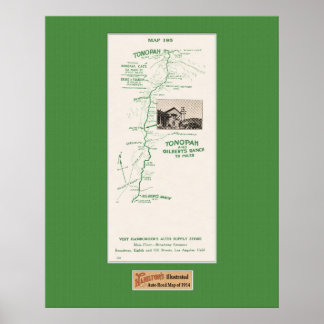 1914 Karte, Tonopah zur Gilbert's Ranch Poster