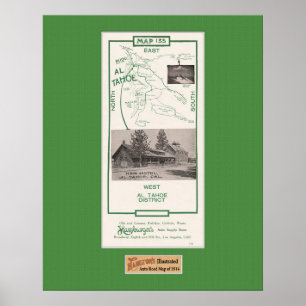 1914 Karte von Tahoe Area, Al Tahoe Poster