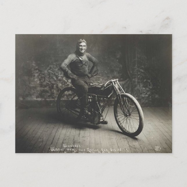 1914 Motorrad-Rekord Norton Kansas Postkarte (Vorderseite)