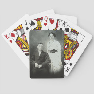 1914 Mr. & Mrs Hill RPPC B&W Foto Couple Image Spielkarten