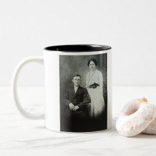 1914 Mr. & Mrs Hill RPPC B&W Foto Couple Image Zweifarbige Tasse