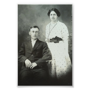 1914 Mr & Mrs Hill RPPC B&W Foto Couple PRINT