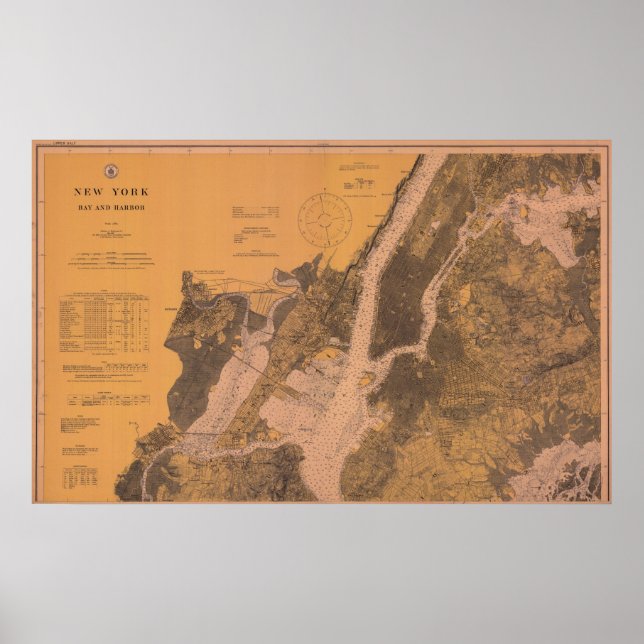 1914 New York Upper Harbour Nautical Chart Poster (Vorne)