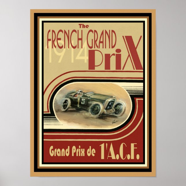 1914 Poster des französischen Großpreises 12 x 16 (Vorne)