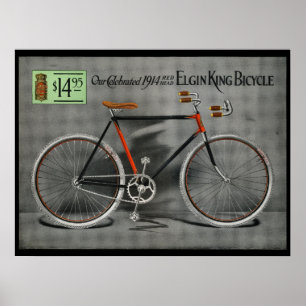 1914 Vintages Elgin King Bicycle Ad Art Poster