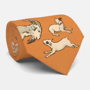 1914 Ziege und Hunde Krawatte
