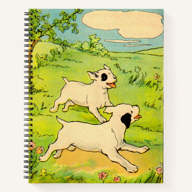 1914 zwei Hunde Kinderbuch-Illustration Notizbuch (Vorderseite)