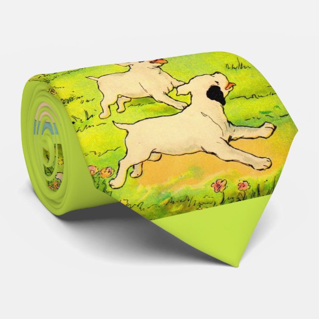 1914 zwei Hunde laufend Druck Krawatte (Gerollt)