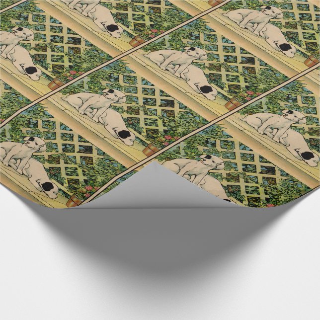 1914 zwei Hunde neugierig Geschenkpapier (Ecke)