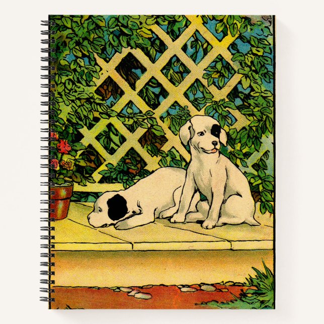 1914 zwei Hunde neugierig Notizbuch (Vorderseite)