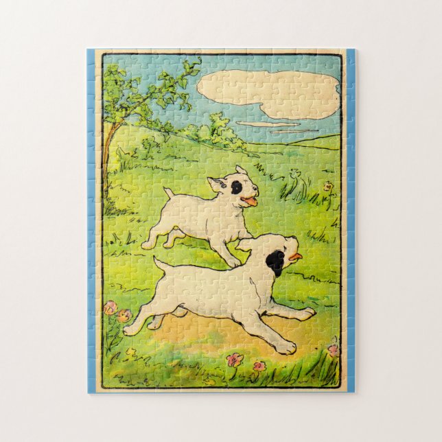 1914 zwei laufende Hunde Puzzle (Vertikal)