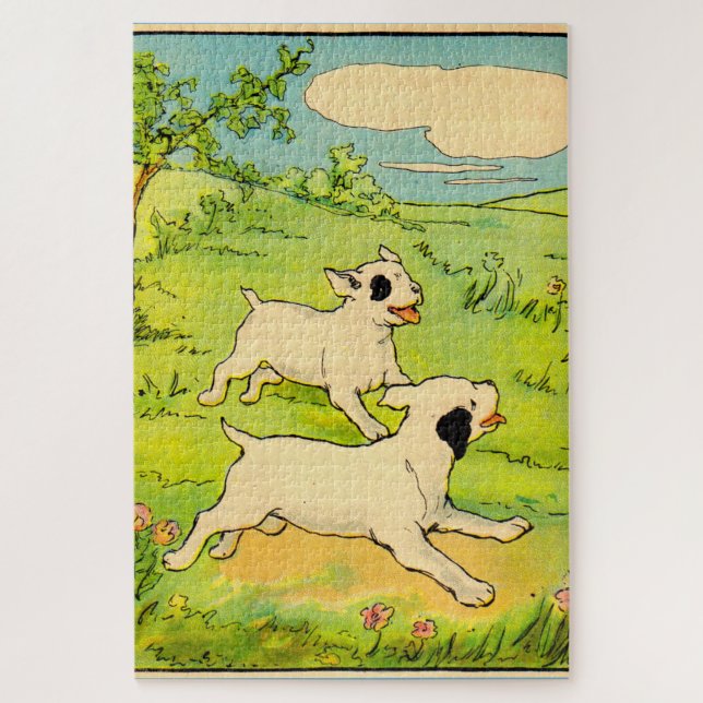 1914 zwei laufende Hunde Puzzle (Vertikal)