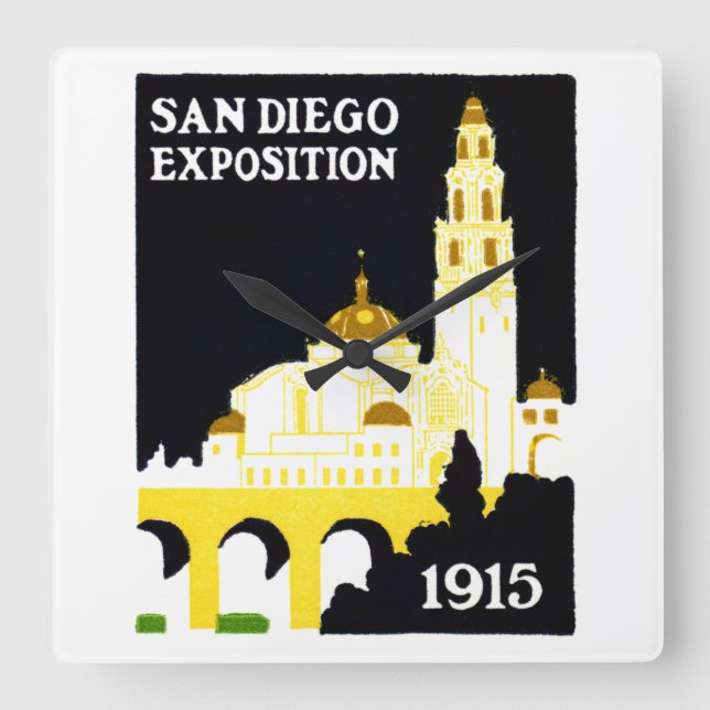 1915 Ausstellung in San Diego Quadratische Wanduhr (Vorderseite)