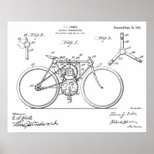 1915 Fahrrad-Getriebe-Design-Patent-Kunststoffdruc Poster