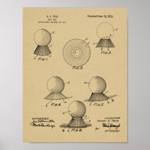 1915 Golf Ball T-Shirt Design Patent Art Print Poster