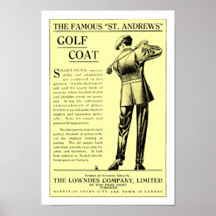 1915 Golf Clothing Print Poster