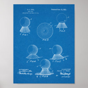 1915 Golfball-Tee-Designpatent Kunstdruck Poster