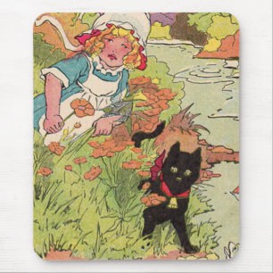 1915 niedliches kleines Mädchen und ihre schwarze Mousepad