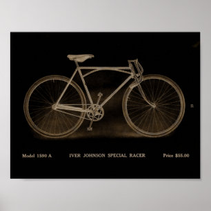 1915 Vintages Iver Johnson Bicycle Ad Art Poster