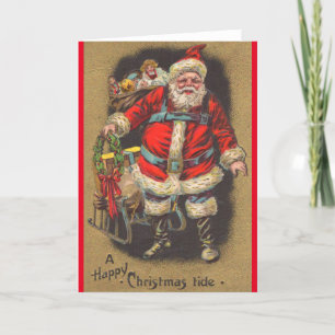 1915 Weihnachtsmann mit seinem Schlitten und Spiel Feiertagskarte